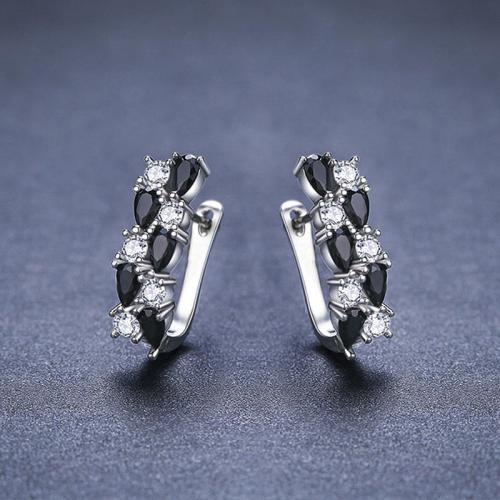 Boucles d'oreilles en laiton zircon cubique pavent, bijoux de mode & pavé de micro zircon & pour femme, 23x8mm, Vendu par paire