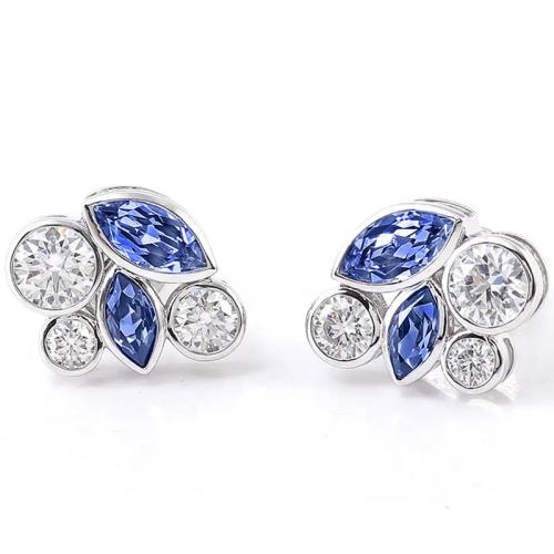 Boucles d'oreilles en laiton zircon cubique pavent, bijoux de mode & pavé de micro zircon & pour femme, 13x14mm, Vendu par paire