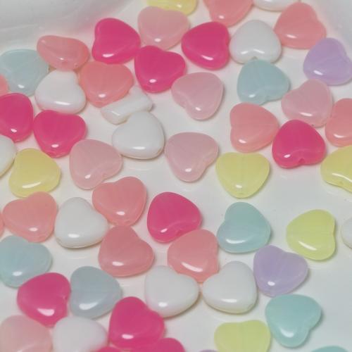 Acrylic Jewelry Beads, Heart, DIY, mixed colors, 12x11x4.80mm, Approx 1120PCs/Bag, Sold By Bag