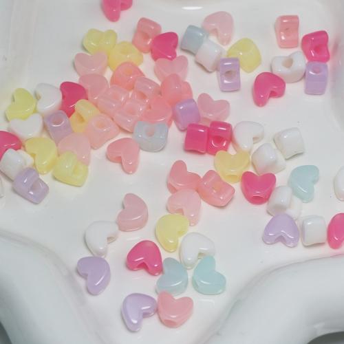 Acrylic Jewelry Beads, Heart, DIY, more colors for choice, 11.20x8.60x7.20mm, Hole:Approx 2.5mm, Approx 1030PCs/Bag, Sold By Bag