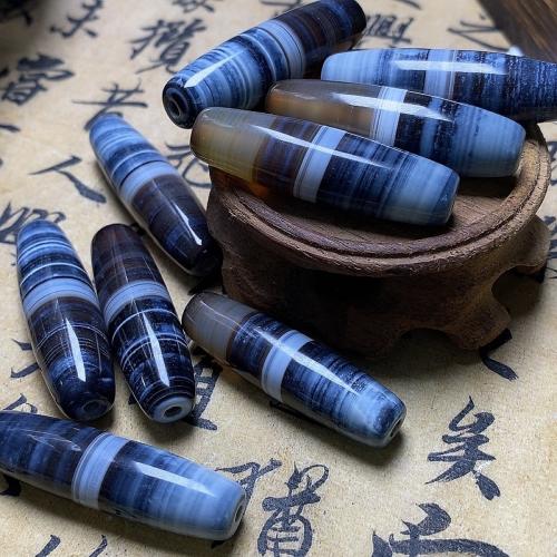 Agate Beads, Drum, DIY, blue, 12x40mm, Sold By PC