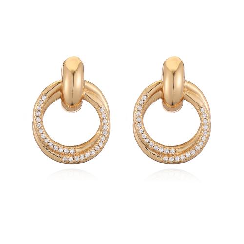 Boucles d'oreilles en laiton zircon cubique pavent, Placage, bijoux de mode & pavé de micro zircon & pour femme, plus de couleurs à choisir, protéger l'environnement, sans nickel, plomb et cadmium, 15x21mm, Vendu par paire