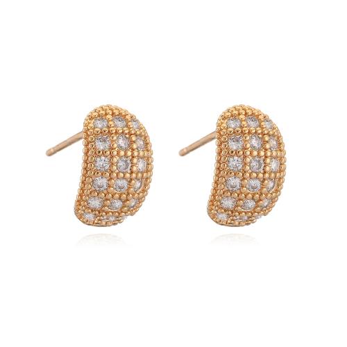 Boucles d'oreilles en laiton zircon cubique pavent, Placage, bijoux de mode & pavé de micro zircon & pour femme, plus de couleurs à choisir, protéger l'environnement, sans nickel, plomb et cadmium, 6x11mm, Vendu par paire