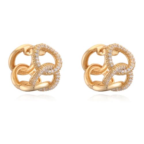 Boucles d'oreilles en laiton zircon cubique pavent, Placage, bijoux de mode & pavé de micro zircon & pour femme, plus de couleurs à choisir, protéger l'environnement, sans nickel, plomb et cadmium, 13x16mm, Vendu par paire