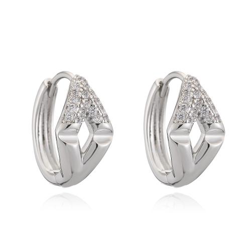 Boucles d'oreilles en laiton zircon cubique pavent, Placage, bijoux de mode & pavé de micro zircon & pour femme, plus de couleurs à choisir, protéger l'environnement, sans nickel, plomb et cadmium, 8x15mm, Vendu par paire