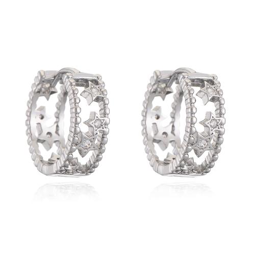 Boucles d'oreilles en laiton zircon cubique pavent, Placage, bijoux de mode & pavé de micro zircon & pour femme, plus de couleurs à choisir, protéger l'environnement, sans nickel, plomb et cadmium, 5x16mm, Vendu par paire