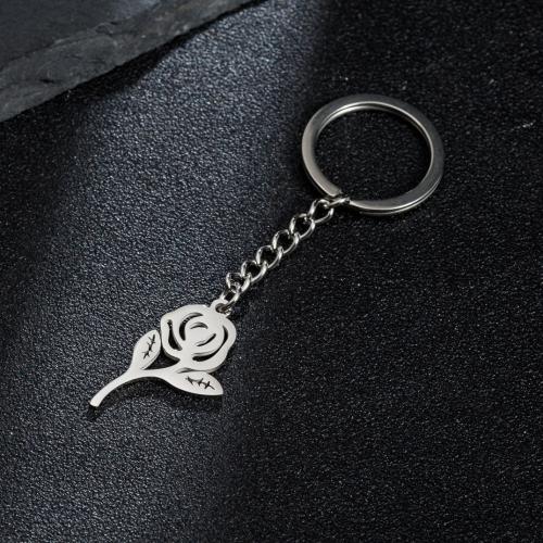 Stainless Steel Key Clasp, 304 Stainless Steel, Rose, silver color plated, fashion jewelry, Sold By PC