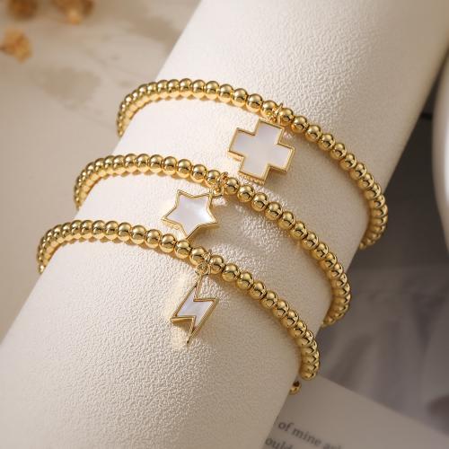 Pulseras de latón, metal, chapado en color dorado, diferentes estilos para la opción & para mujer & esmalte, más colores para la opción, libre de níquel, plomo & cadmio, Vendido por UD