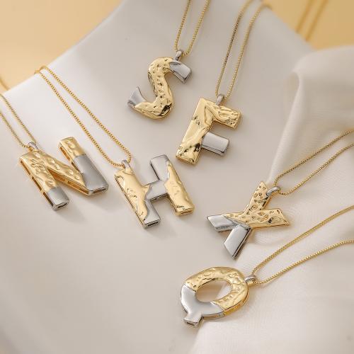 Brass Necklace, Alphabet Letter, plated, different styles for choice & for woman, more colors for choice, nickel, lead & cadmium free, Sold By PC