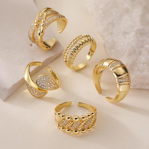 Cubic Zirconia Micro Pave Brass Ring, gold color plated, different styles for choice & micro pave cubic zirconia & for woman, more colors for choice, nickel, lead & cadmium free, Sold By PC