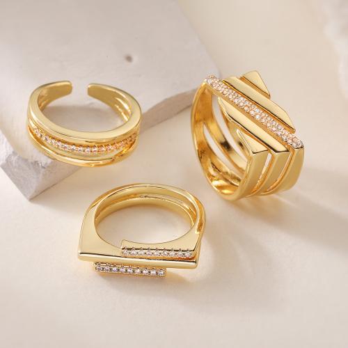 Cúbicos Circonia Micro Pave anillo de latón, metal, chapado en color dorado, diferentes estilos para la opción & micro arcilla de zirconia cúbica & para mujer, más colores para la opción, libre de níquel, plomo & cadmio, Vendido por UD