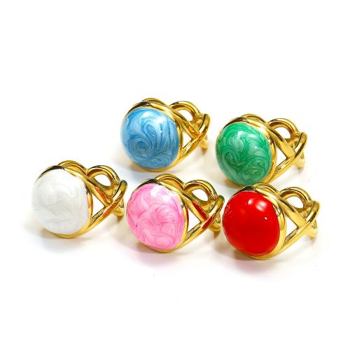 Titanium Steel Finger Ring, gold color plated, fashion jewelry & different size for choice & enamel, more colors for choice, Sold By PC