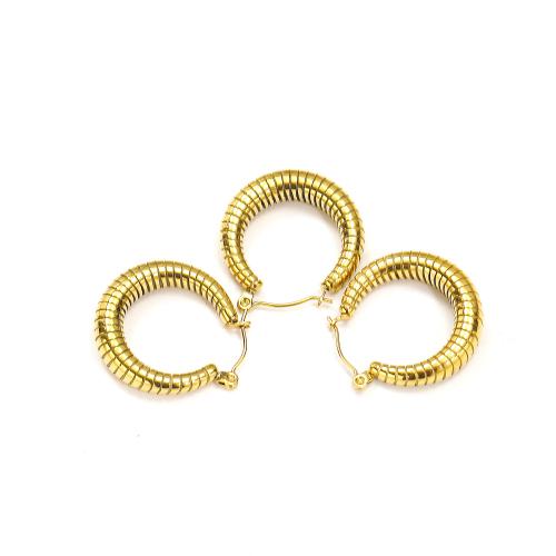 Titanium Steel  Earring, gold color plated, fashion jewelry, golden, Sold By Pair