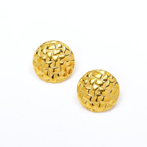 Boucle d'oreille Acier Titane, Placage de couleur d'or, bijoux de mode, Or, 24x24mm, Vendu par paire