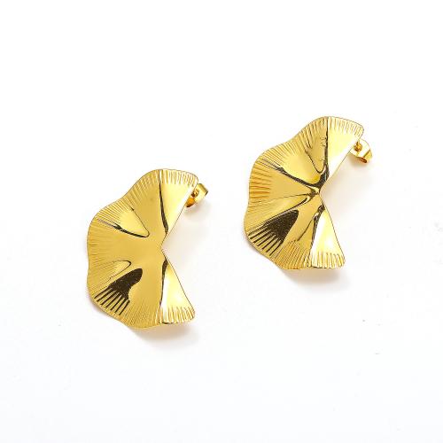 Titanium Steel  Earring, gold color plated, fashion jewelry, gold, Sold By Pair