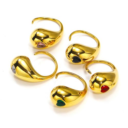 Titanium Steel Finger Ring, gold color plated, fashion jewelry & with rhinestone, more colors for choice, Sold By PC