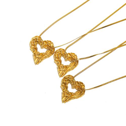 Titanium Steel Necklace, with 5cm extender chain, Heart, gold color plated, fashion jewelry, golden, Length:50 cm, Sold By PC