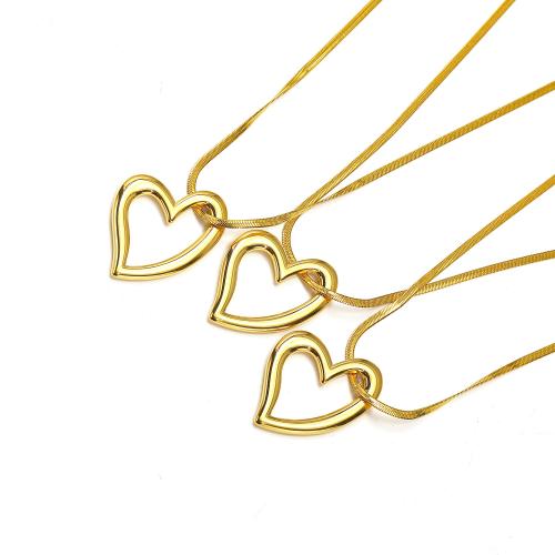 Titanium Steel Necklace, with 5cm extender chain, Heart, gold color plated, fashion jewelry, golden, 30x36mm, Length:50 cm, Sold By PC