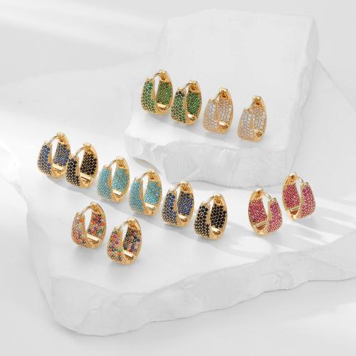 Boucles d'oreilles en laiton zircon cubique pavent, Placage, bijoux de mode & pavé de micro zircon & pour femme, plus de couleurs à choisir, Vendu par paire