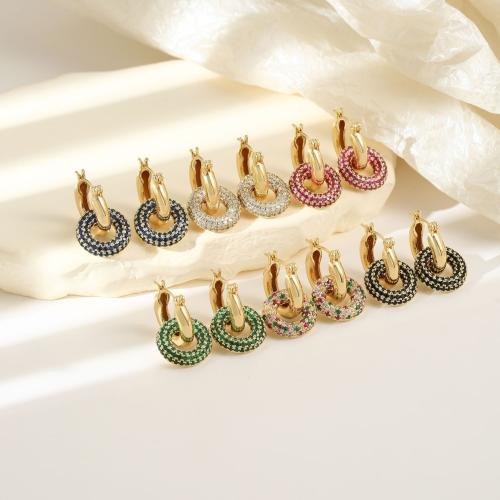 Brass Leverback Earring, plated, for woman & with rhinestone & hollow, more colors for choice, Sold By Pair