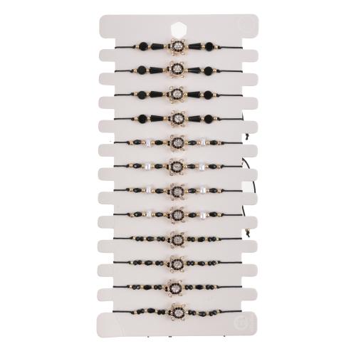 Bracelet en alliage de zinc, avec Cordon de noeud & cristal, fait à la main, 12 pièces & pour femme & avec strass, plus de couleurs à choisir, Longueur:16-26 cm, Vendu par fixé