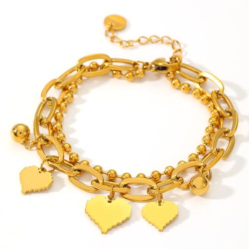 Bijoux bracelet en acier inoxydable, Acier inoxydable 304, avec 5cm chaînes de rallonge, Placage, Double couche & bijoux de mode & pour femme, plus de couleurs à choisir, Longueur:18 cm, Vendu par PC