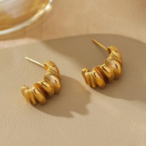 Titanium Steel  Earring, plated, for woman, gold, Sold By Pair