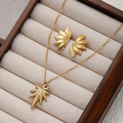 Jewelry Sets, Titanium Steel, Maple Leaf, plated, different styles for choice & for woman, gold, Sold By PC