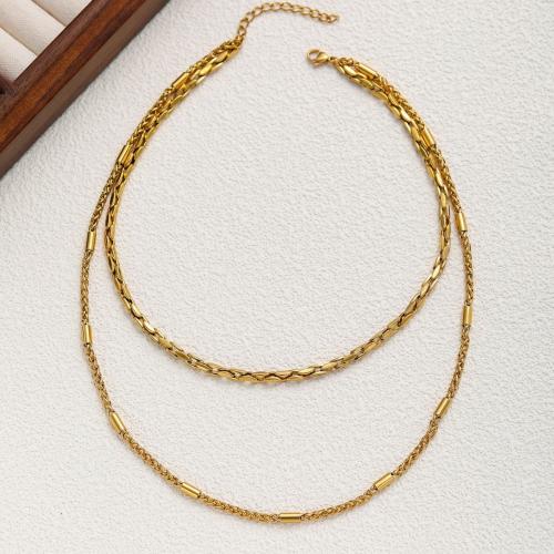 Collar de Acero Titanio, Partículas de acero, chapado, para mujer, dorado, Vendido por UD