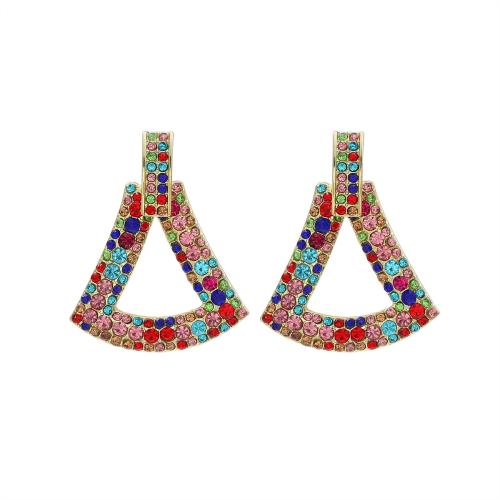 Tibetan Style Stud Earring, for woman & with rhinestone, more colors for choice, Sold By Pair