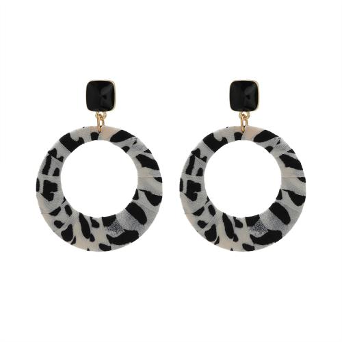 Tibetan Style Stud Earring, with Cloth, for woman & leopard pattern, more colors for choice, Sold By Pair