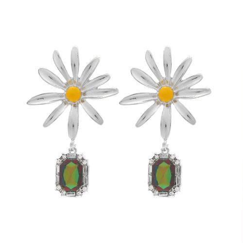 Tibetan Style Stud Earring, plated, for woman & with rhinestone, more colors for choice, Sold By Pair