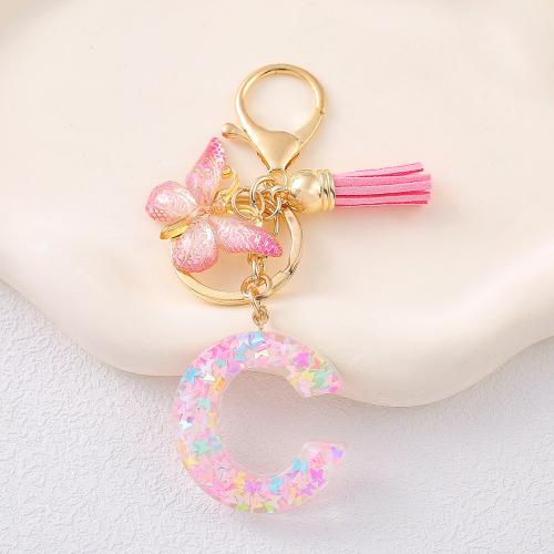 Tibetan Style Key Clasp, with Sequins & Resin, epoxy gel, portable & multifunctional & different styles for choice, pink, Sold By PC