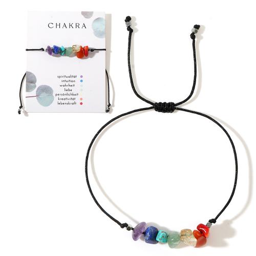 Bracelets de pierres précieuses, pierre gemme, avec corde de cire, Réglable & unisexe, plus de couleurs à choisir, Vendu par PC