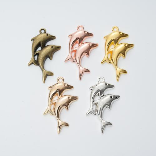 Tibetan Style Animal Pendants, Dolphin, plated, DIY, more colors for choice, 34x18x3.50mm, 100PCs/Bag, Sold By Bag