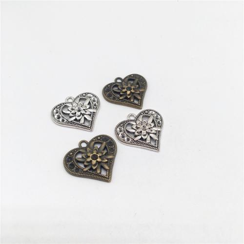 Tibetan Style Heart Pendants, plated, DIY, more colors for choice, 23x24mm, 100PCs/Bag, Sold By Bag