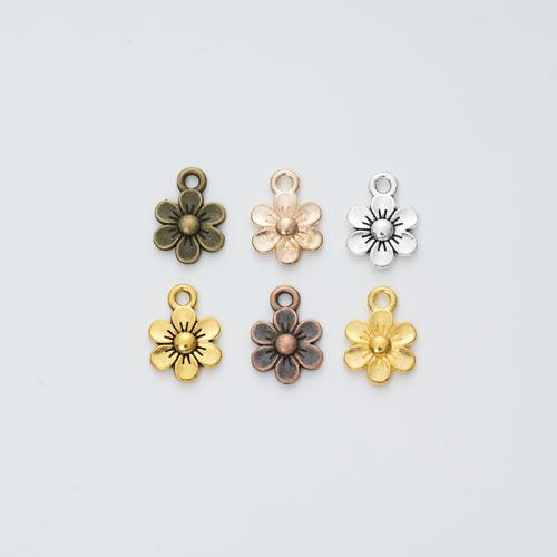 Tibetan Style Flower Pendants, plated, DIY, more colors for choice, 14x10mm, 100PCs/Bag, Sold By Bag