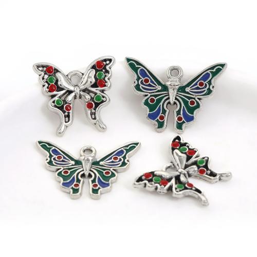 Tibetan Style Animal Pendants, Butterfly, plated, DIY & enamel, more colors for choice, 100PCs/Bag, Sold By Bag