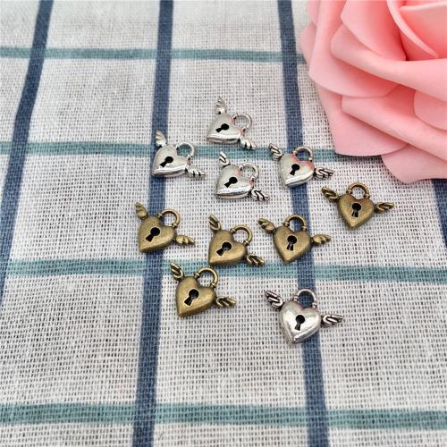 Tibetan Style Lock Pendants, plated, DIY, more colors for choice, 13x18mm, 100PCs/Bag, Sold By Bag