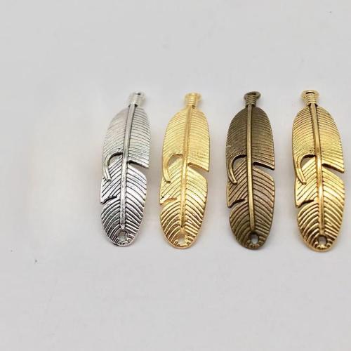 Tibetan Style Leaf Pendants, plated, DIY, more colors for choice, 45.50x11x2.50mm, 100PCs/Bag, Sold By Bag