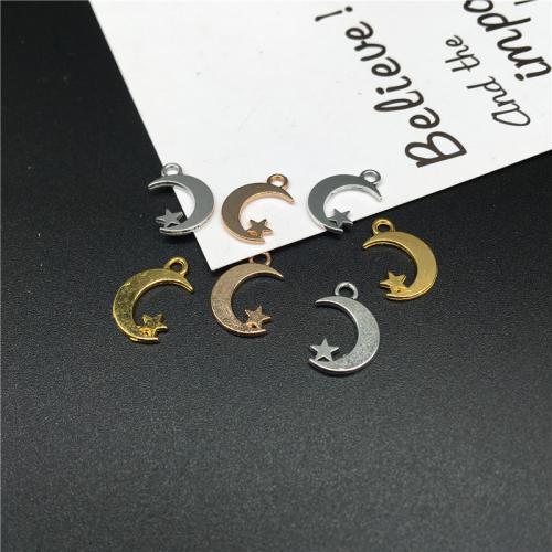 Tibetan Style Moon Pendants, Moon and Star, plated, DIY, more colors for choice, 17x11mm, 100PCs/Bag, Sold By Bag