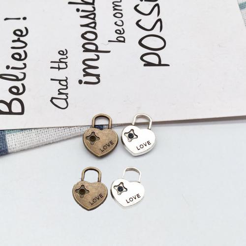 Tibetan Style Lock Pendants, plated, DIY, more colors for choice, 17x13mm, 100PCs/Bag, Sold By Bag