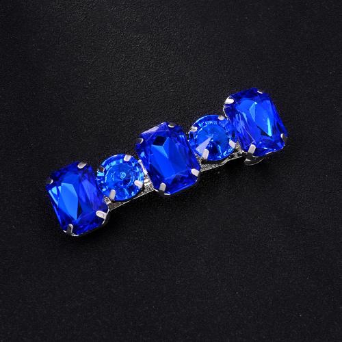 Hair Snap Clips, Brass, for woman & with rhinestone, more colors for choice, 65x20mm, Sold By PC