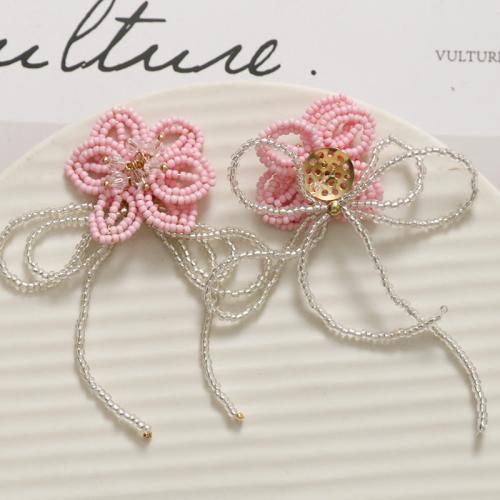 Hair Accessories DIY Findings, Seedbead, Flower, handmade, more colors for choice, 73x35mm, Sold By PC