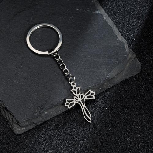 Stainless Steel Key Clasp, 304 Stainless Steel, Cross, antique silver color plated, fashion jewelry, Sold By PC