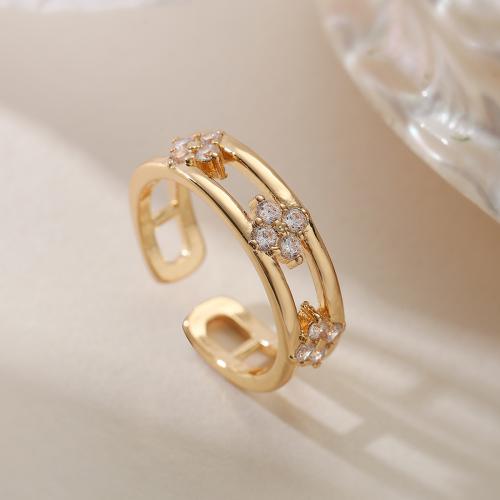 Cúbicos Circonia Micro Pave anillo de latón, metal, chapado en color dorado, micro arcilla de zirconia cúbica & para mujer, libre de níquel, plomo & cadmio, Vendido por UD