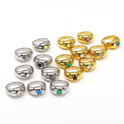 Titanium Steel Finger Ring, plated, fashion jewelry & different size for choice & with rhinestone, more colors for choice, Sold By PC