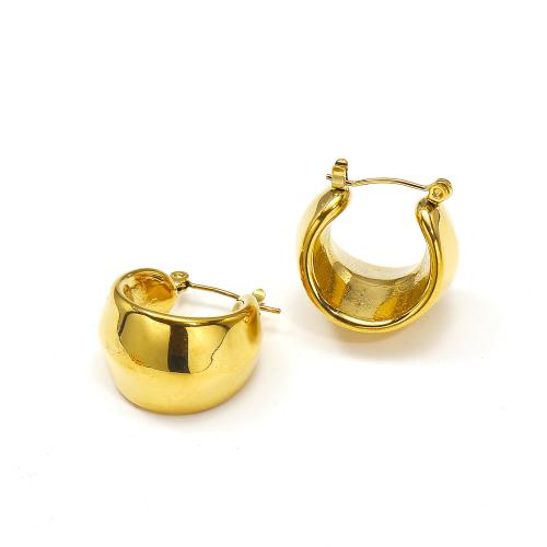 Titanium Steel  Earring, gold color plated, fashion jewelry, golden, 21x22mm, Sold By Pair