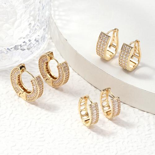 Cubic Zirconia Micro Pave Brass Earring, different styles for choice & micro pave cubic zirconia & for woman, golden, Sold By Pair