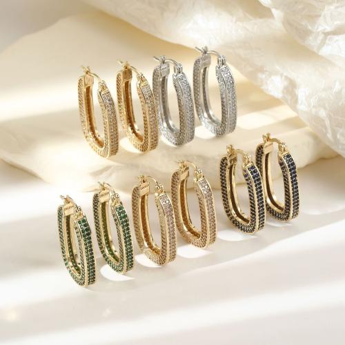 Cubic Zirconia Micro Pave Brass Earring, plated, fashion jewelry & micro pave cubic zirconia & for woman, more colors for choice, Sold By Pair